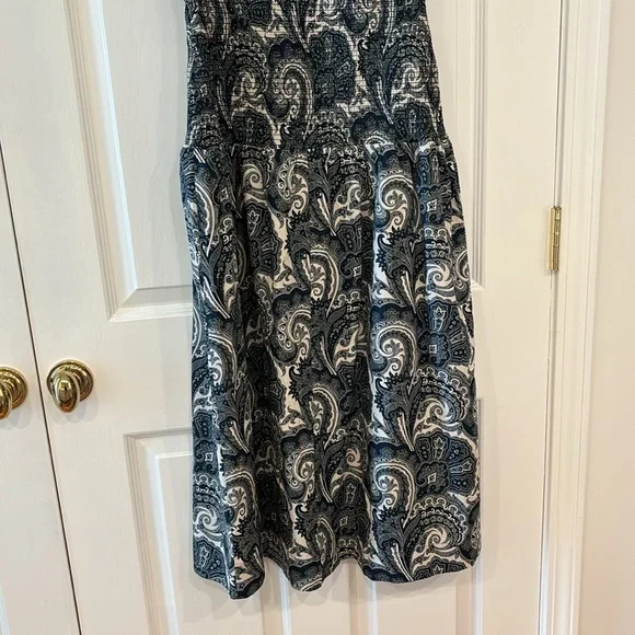 J. Crew Collection Smocked Cotton Poplin Dress Paisley Print Blue Size Small - Picture 9 of 9